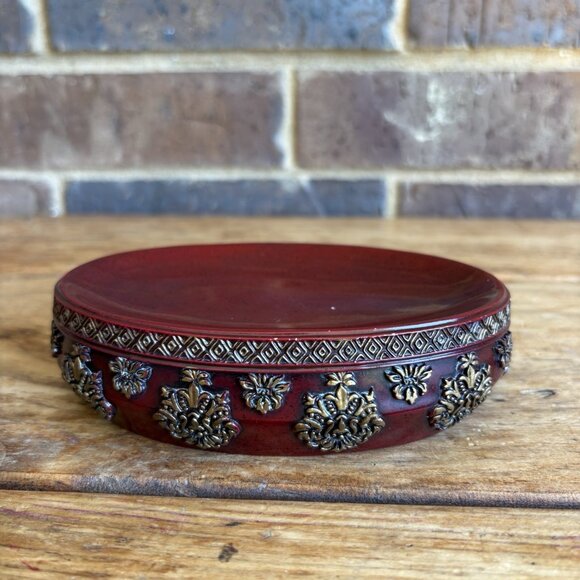 Croscill Imperial Soap Dish Bathroom Decor Red Gold READ DESCRIPTION - Picture 1 of 11
